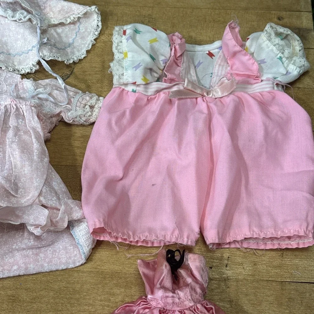Vintage Doll Clothes Lot 11 Pc Dresses Bonnets Gowns Outfits Barbie Size Mixed